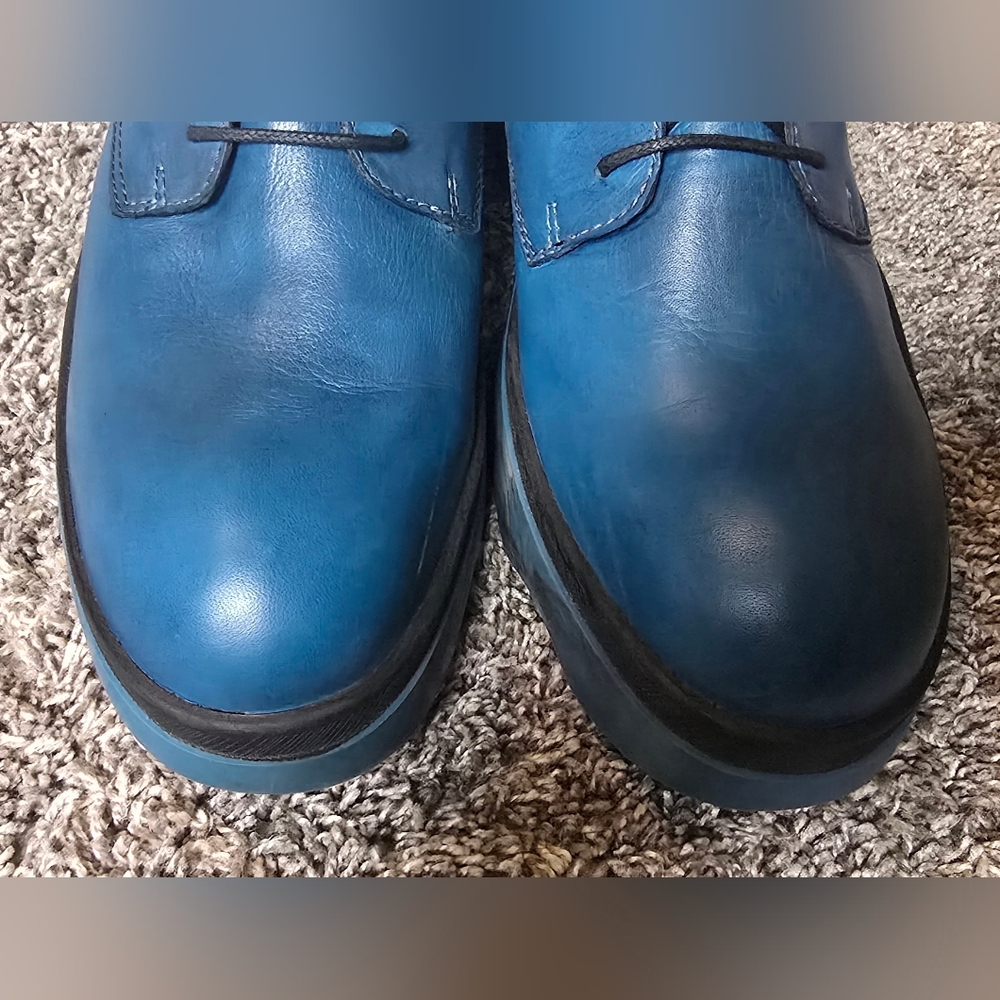 Wolky Akita WR Biker Boots with wavy sole, Womens Size 11  Petrol (Blue) Leather - Picture 8 of 11